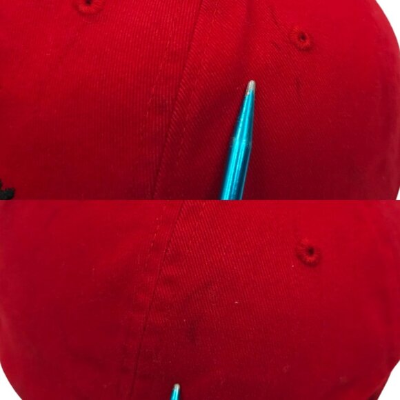 Harley Davidson Embroidered Red Adjustable Tuck Strap Cap Trucker Biker Hat Rive - Picture 8 of 14